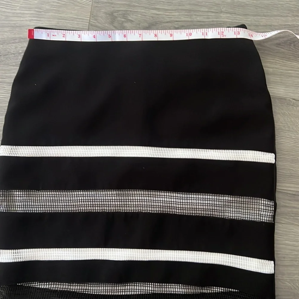 Black and white skirt Mesh Stripe Black Pencil - Picture 5 of 13